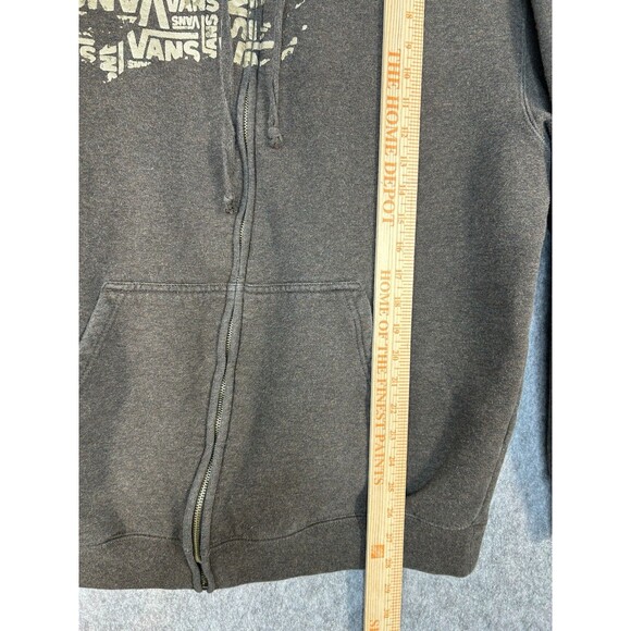 Vintage Vans Hoodie Men's XL Brown Skate Logo Full Zip Grunge Jacket Y2K - Picture 7 of 10